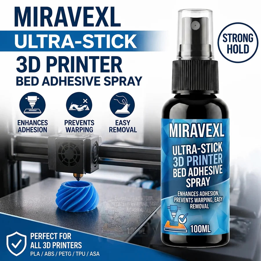 100ml Strong 3D Printer Adhesive Spray Suitable for PLA, ABS, PETG, TPU Filaments - Reduces Warping, Enhances Bed Adhesion Oasis Select