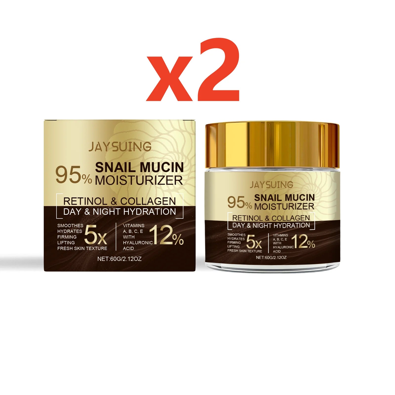 Snail Moisturizing Cream Nourish Firm Smooth Face Fade Fine Lines Improves Dark Damaged Skin Anti-Aging Collagen Whitening Cream Oasis Select 2x60g boxed 60g