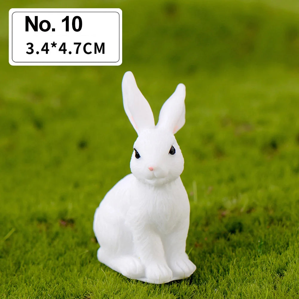Fairy Garden Micro Landscape Resin Bunny Statue Miniature Rabbit Figurine Dollhouse Ornament White Hare Mini Animal Oasis Select No. 10