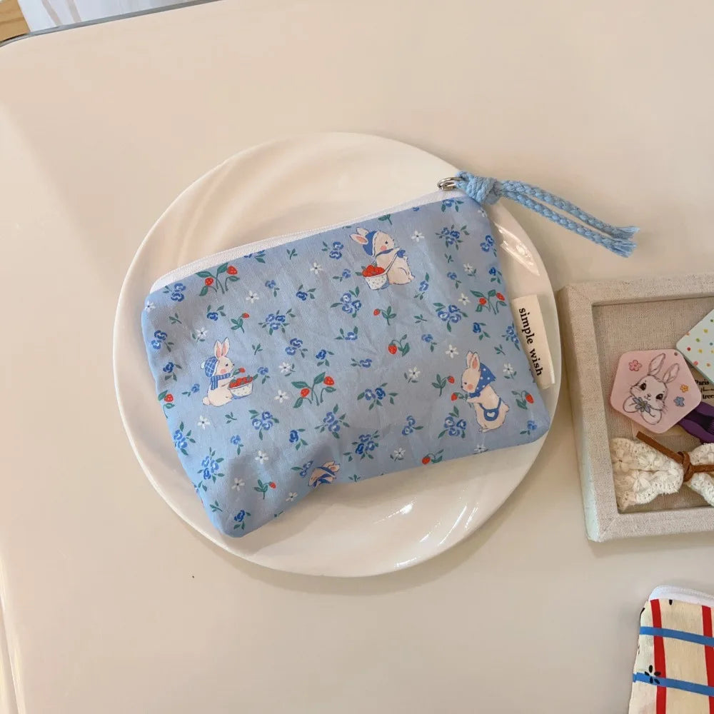 Cute Cartoon Prints Mini Coin Purse Square Zipper Sundries Pouch Portable Cotton Earphone Lipstick Storage Bag Oasis Select 04
