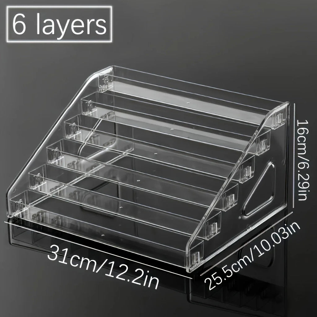 Transparent Ladder Display Rack, Hand Account Tape and Sticker Storage Rack, Cosmetics, Perfume, Nail Polish Storage Box Oasis Select Transparent-6 layers
