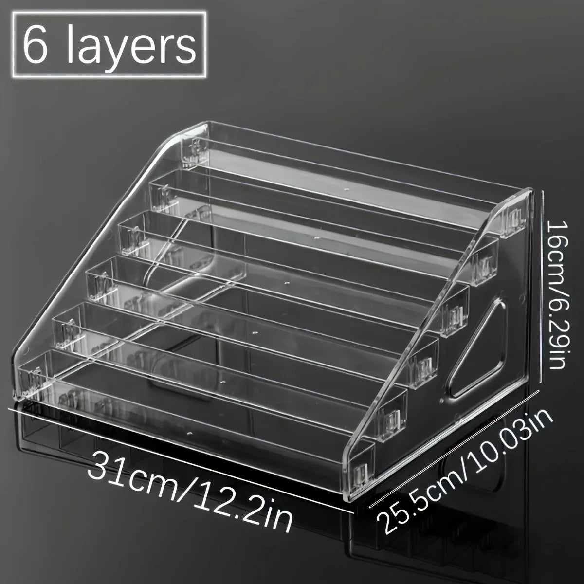 Transparent Ladder Display Rack, Hand Account Tape and Sticker Storage Rack, Cosmetics, Perfume, Nail Polish Storage Box Oasis Select Transparent-6 layers