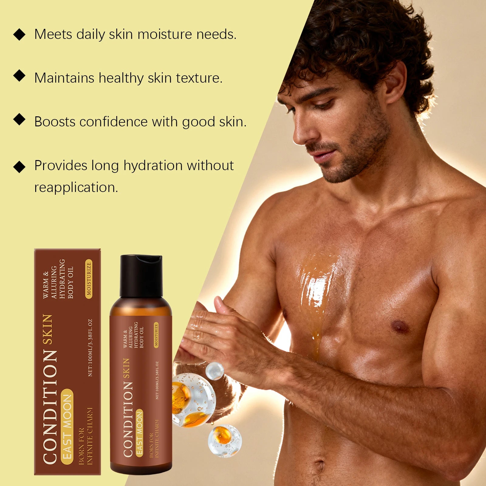 Men's Moisturizing Body Cream Reduce Dryness Nourishing Skin Anti Acne Long Lasting Hydrating Coconut Oil Body Oil for Men 100ml Oasis Select