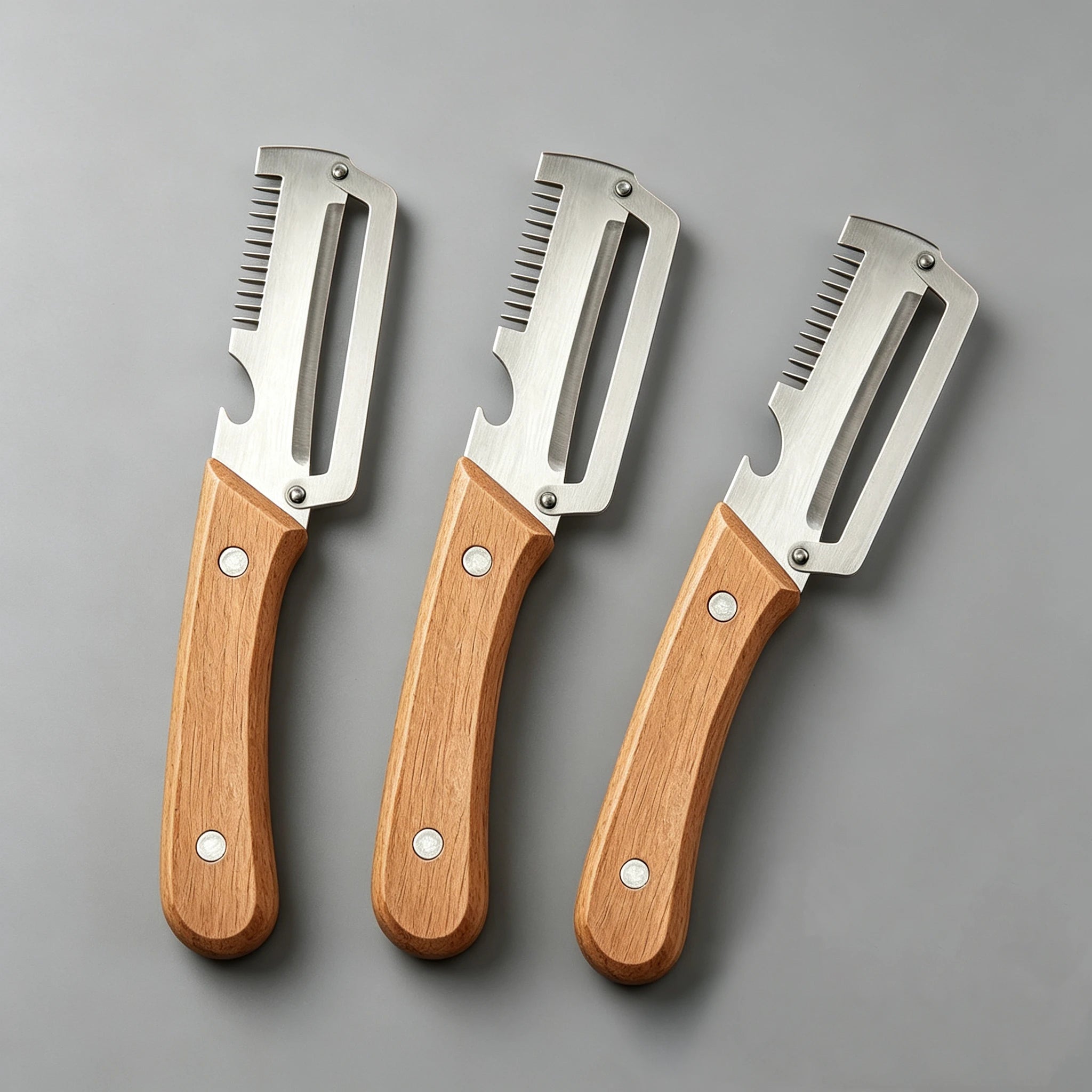 Stainless Steel Peeler with Wooden Handle | Multi-Function Vegetable Peeler Oasis Select 3pcs wooden