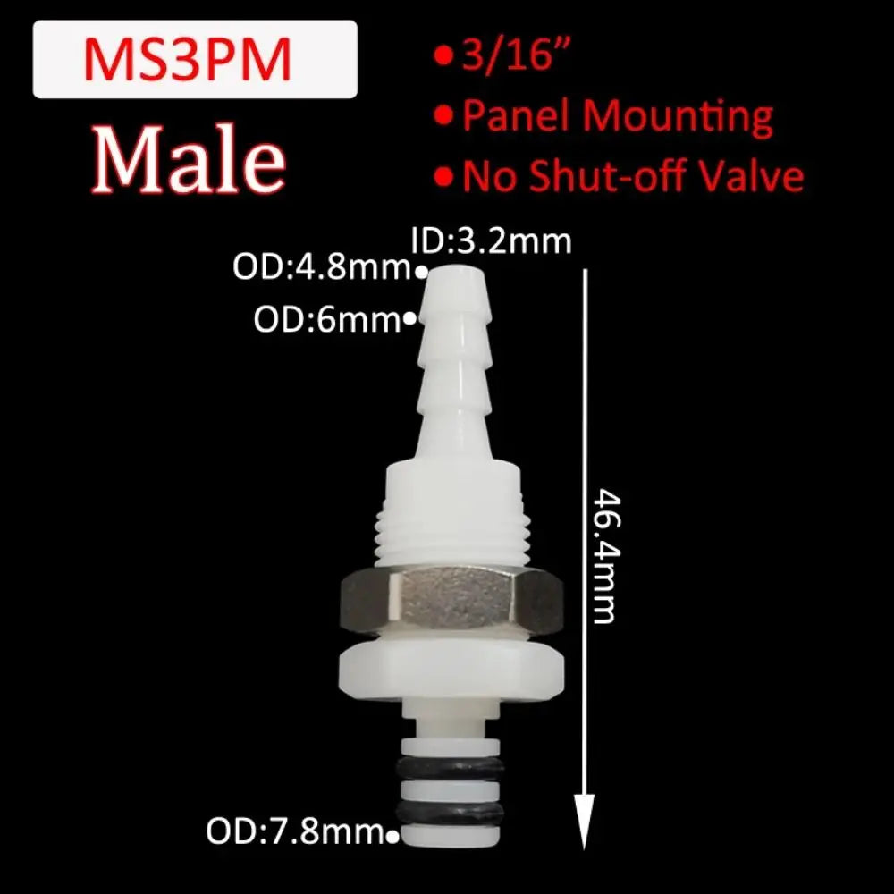1Pc Disconnect Fitting Coupling Hose Joint Tube Connector Male Female Hose Barb Valved S-series 3/16 1/4 Quick Coupler Oasis Select MS3PM