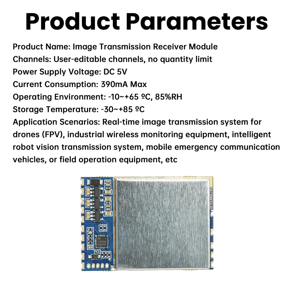 RX7500 6000-7500MHz Wireless Video Receiving Module 7.2GHz VRX with RSSI Output Analog Voltage Signal for Monitoring System Oasis Select