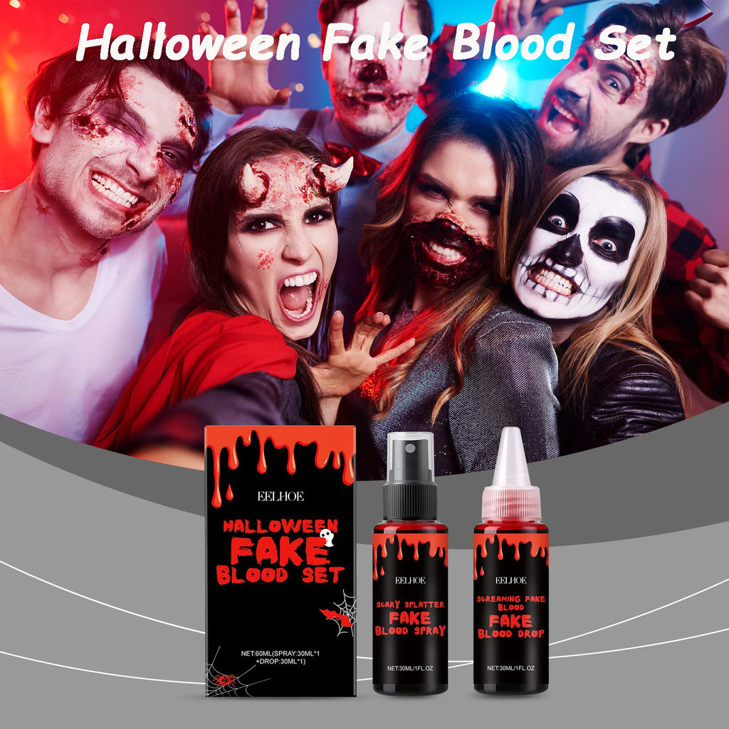 Eelhoe Halloween Fake Blood Set – Drip & Spray SFX Makeup SFX Halloween Makeup Oasis Select