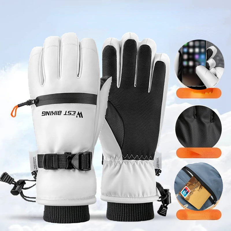 Winter ski gloves for men and women waterproof windproof warmth thickened anti-slip touch screen riding driving gloves Oasis Select