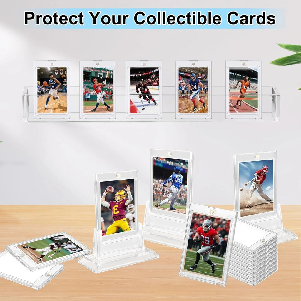 5/10/15 PCS 35pt Magnetic Card Holders with Stand – Hard Case for MTG & Sports Cards, UV Protection, Instant Desktop Display Oasis Select