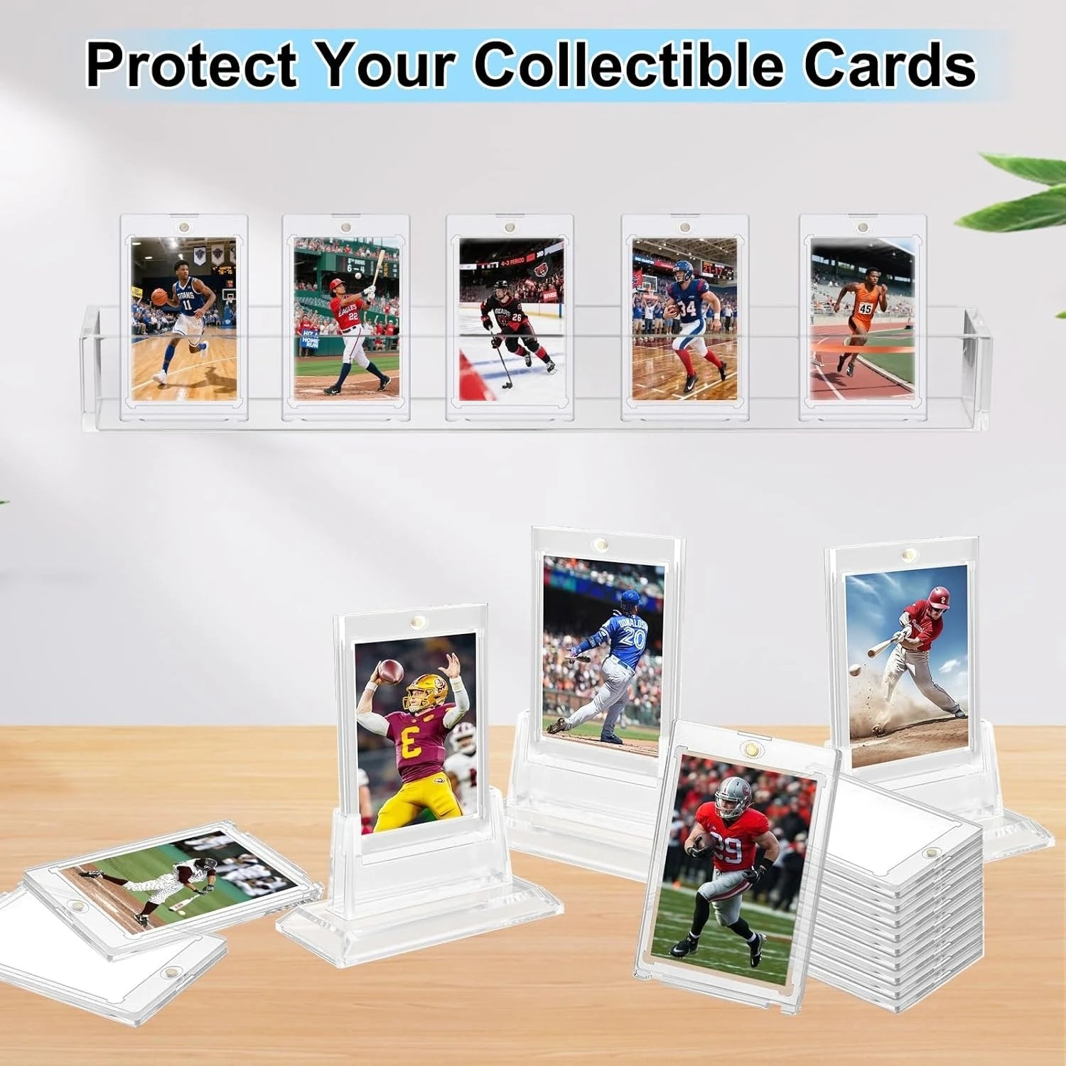 5/10/15 PCS 35pt Magnetic Card Holders with Stand – Hard Case for MTG & Sports Cards, UV Protection, Instant Desktop Display Oasis Select
