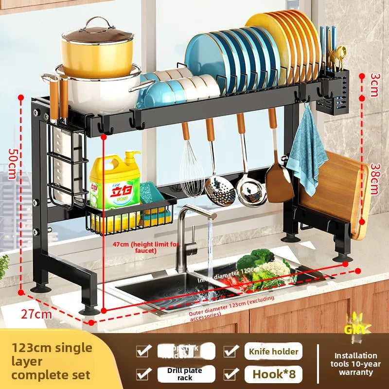 Kitchen Sink Shelf Multifunctional Dish Rack Drain Rack Countertop Dish Rack Storage Rack Sink Storage Oasis Select 123CM-Full set of 1C