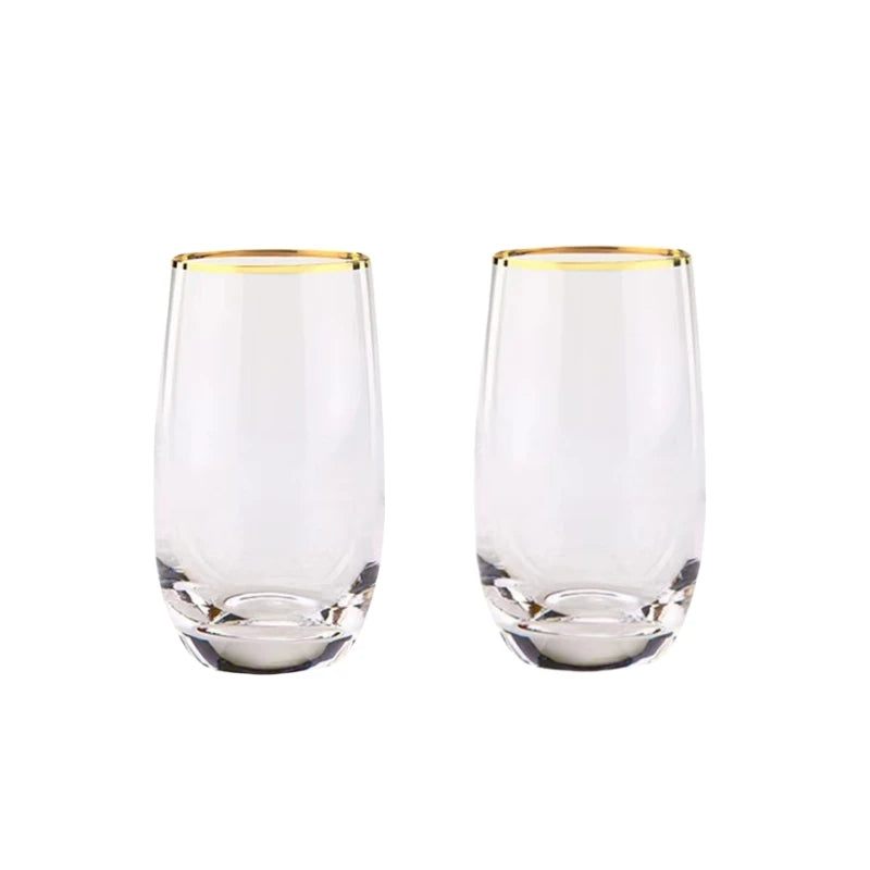 2pcs Whiskey Glass Clear Whiskey Bar Cocktail Glasses Drinking Glasses Scotch Liquor Barware Beer Milk Shake Juice Latte Cup Oasis Select Gold-rim-550ml-2pcs 340-385-550ml
