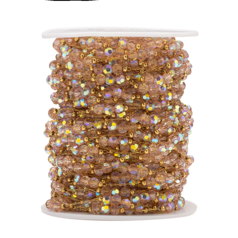 1Meter Stainless Steel Colorful Crystal Beading Chain for DIY Handmade Necklaces Bracelets Jewelry Making Supplies Accessories Oasis Select