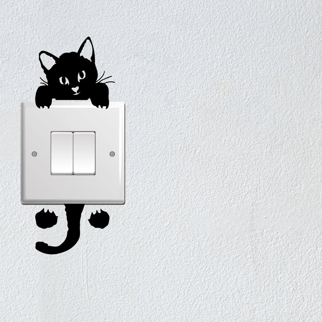 Funny Kitten Child Bedroom Switch Cover Room Decor on-off Sticker Cute Switch Outlet Wall Stickers on Wall Mural Art Hot Sale Oasis Select