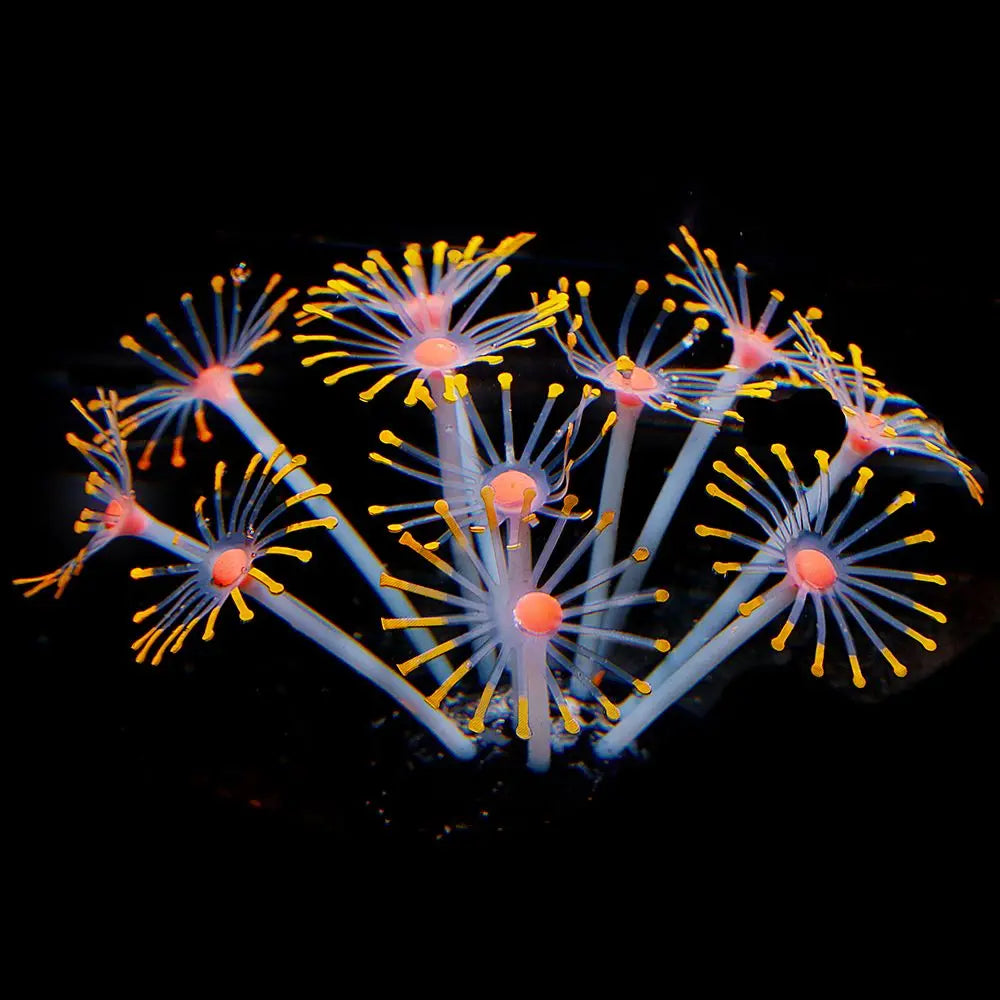 1Pc Silicone Glowing Artificial Fish Tank Aquarium Coral Plants Ornament Underwater Pets Decor Aquatic Pet Supplies Decoration Oasis Select Orange