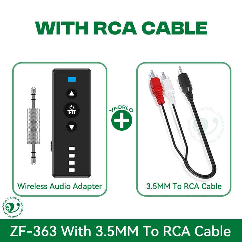 Bluetooth 5.4 Audio Transmitter Receiver 3.5MM AUX Support TF Card Play MIC Collar-Clip Wireless Adapter For Car Airplane TV PC Oasis Select With RCA Cable