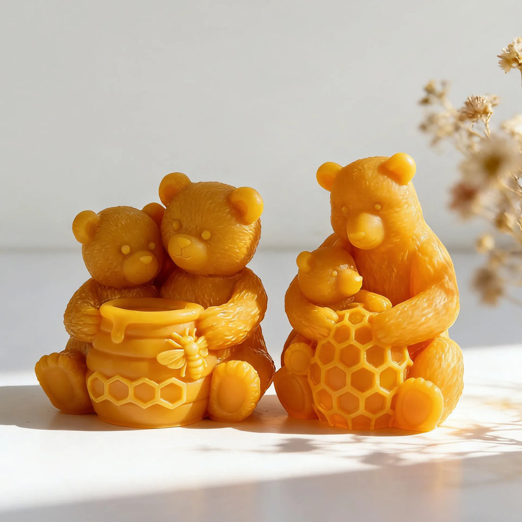Honeycomb Bear Handmade Scented Candle Decor Silicone Mold DIY Animal Bear Resin Drip Casting Plaster Silicone Mold Oasis Select