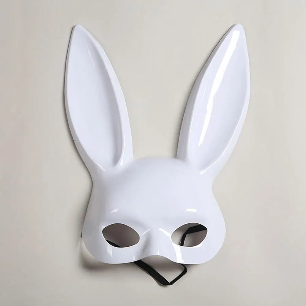 Solid Color Halloween Rabbit Ears Half Mask Bright Matte Bunny Cosplay Party Masquerade Festival Anime Bar Nightclub Accessories Oasis Select Bright White