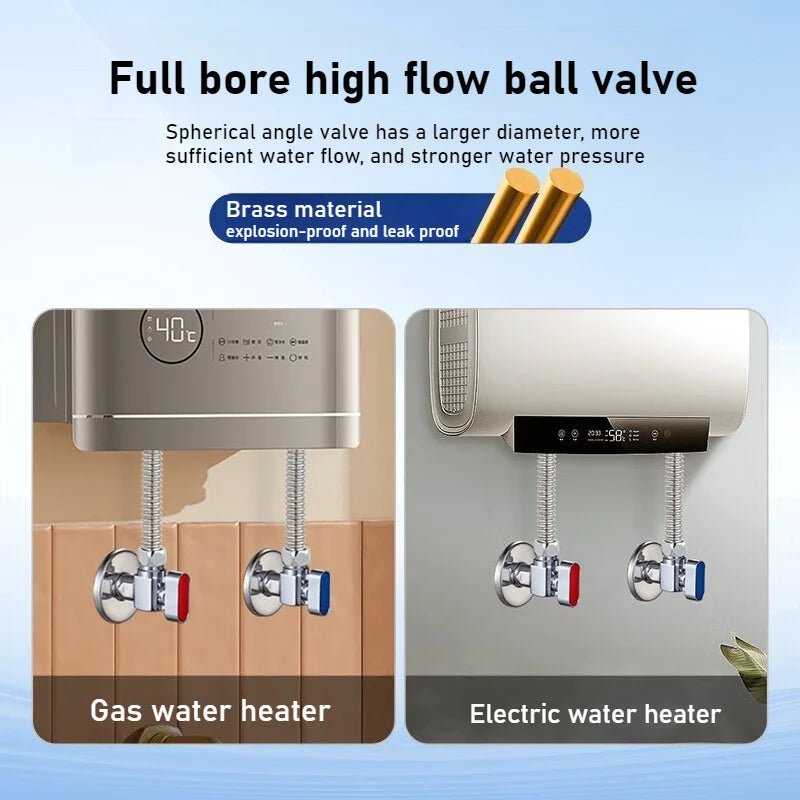 Brass High Flow Ball Valve Fully Open Ball Core Angle Valve Gas Water Heater Hot and Cold Universal 4 Points 6 Points Oasis Select