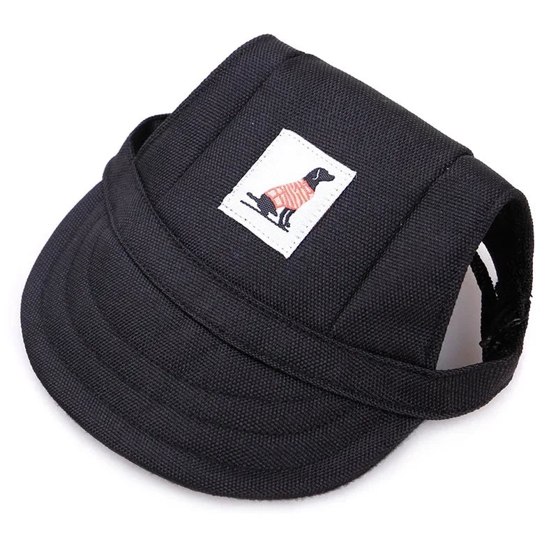 Dog Baseball Cap Hat with Neck Strap Adjustable Comfortable Ear Holes for Small Medium Large Dogs in Ourdoor Sun Protection Oasis Select Black M