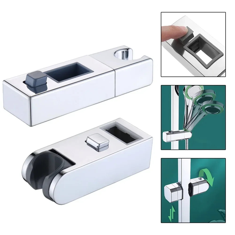 Square Tube Chrome Shower Rail Head Slider Bar Holder Adjustable Bracket Home Improvement Bathroom Accessories For Shower Oasis Select