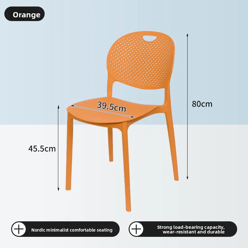 Plastic chair Back chair Thickened desk stool Study home bedroom Nordic creative dining chair can be stacked Oasis Select Orange 2 pieces