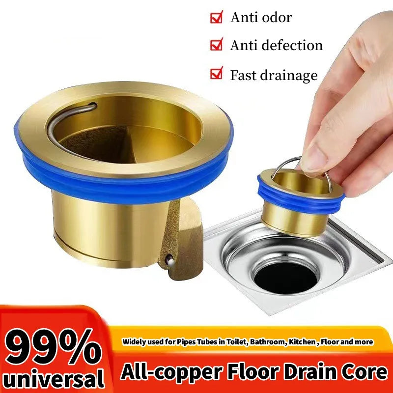 All-copper Floor Drain Core Floor Shower Drain Stopper Insectproof Anti-odor Deodorization Toilet Kitchen Bathroom Toilet Sewer Oasis Select