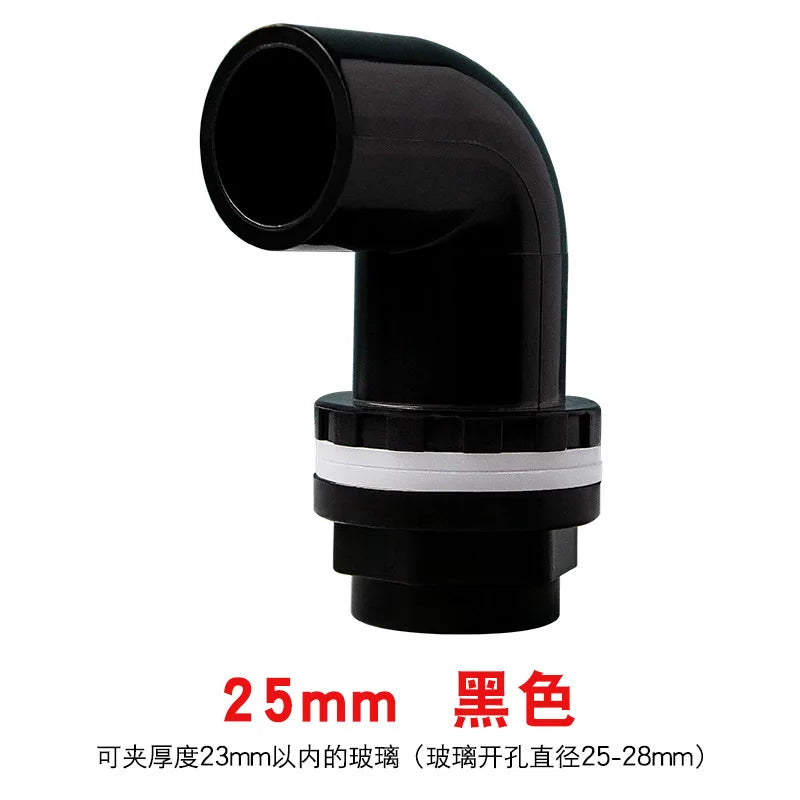 5pcs Elbow Drainage Connector Fish Tank OverflowI.D20~50mm PVC Aquarium Joints Water Inlet Outlet Supply Pipe DIY Drain Fittings Oasis Select Black 25mm 5pcs