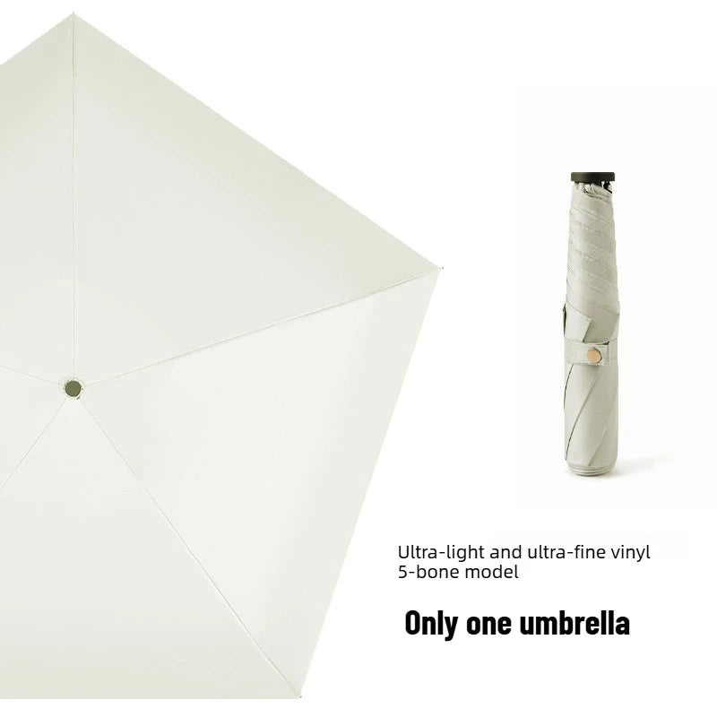 1pcs Ultra-Light Ultra-Fine Carbon Fiber Umbrella Black Sunscreen for Sun and Rain 3-Fold Compact and Portable Lead Umbrella Oasis Select 5-bone vinyl -white Aluminum 6K