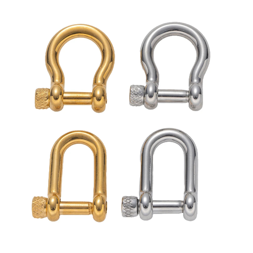 1pcs 304 Stainless Steel D-Ring Anchor Shackle Clasps Screw Lock Bow Horseshoe Buckle for DIY Bracelets Purse Jewelry Making Oasis Select