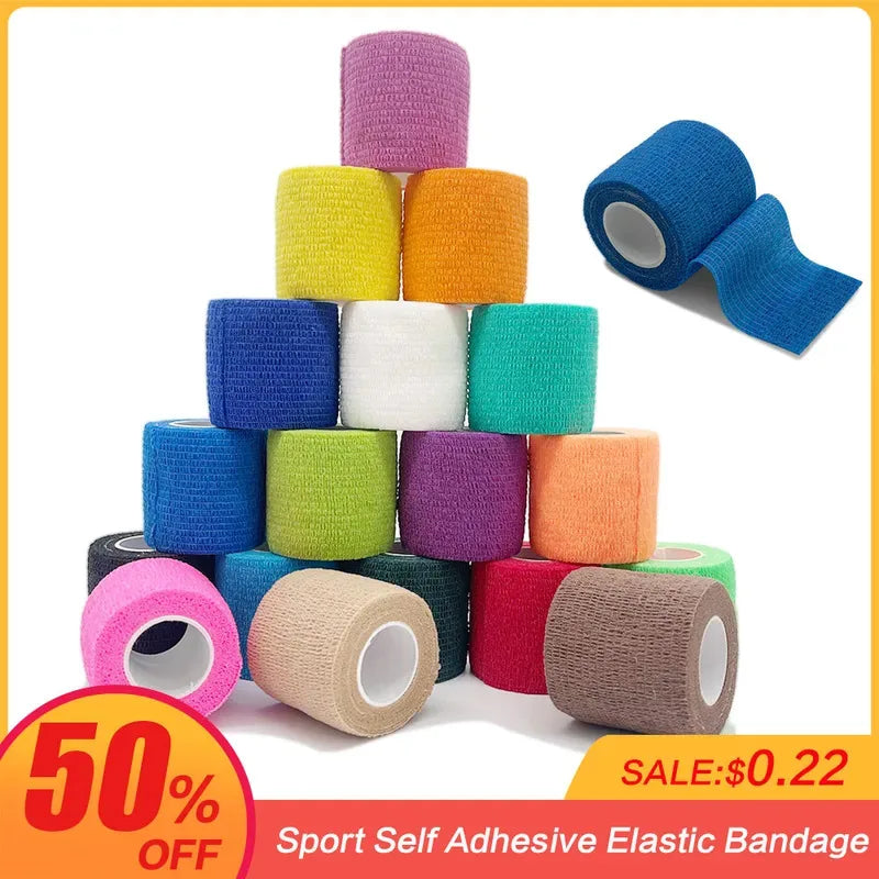 6pcs 5/7.5cm Hot SaleColorful Sport Self Adhesive Elastic Bandage Elastoplast For Knee Support Pads Finger Ankle Palm Shoulder Oasis Select
