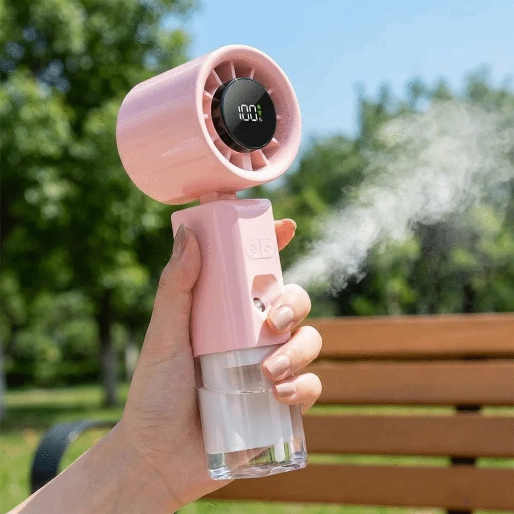 Portable Handheld Spray Fan USB Rechargeable High-speed Water Spray Mist Fan Strong Wind Fine Mist Function Foldable Small Fan Oasis Select