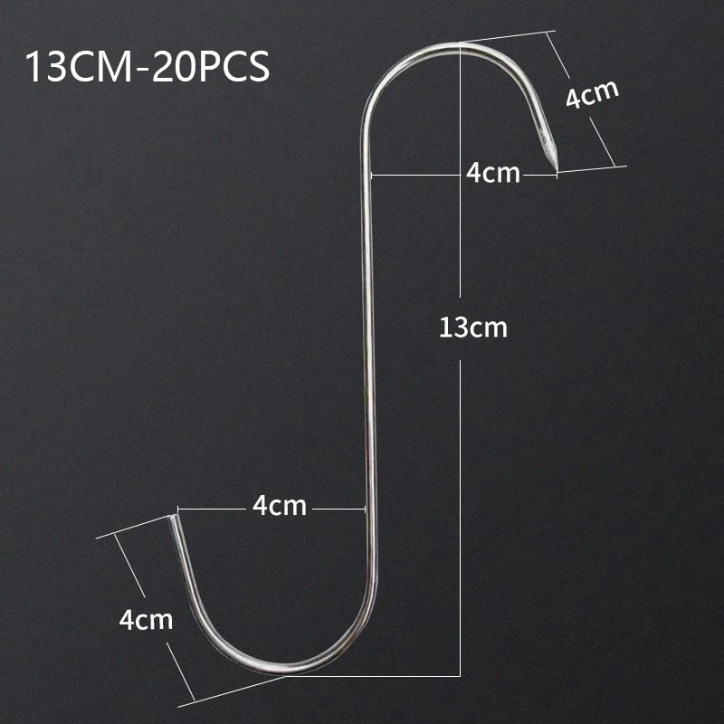 20-Pack Stainless Steel S-Hooks for Smoking, BBQ & Butchering