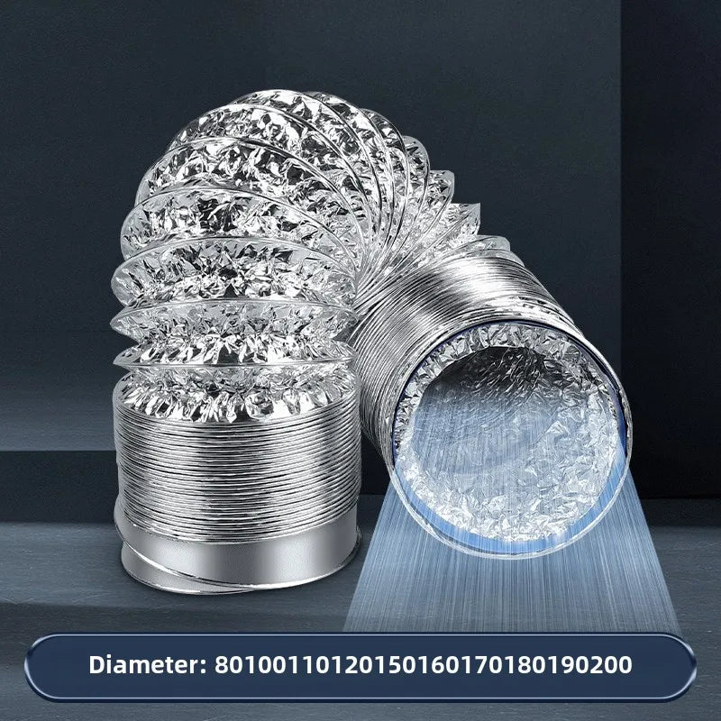 4 Inch 100mm Ventilator Pipe PVC Aluminum Tube Air Ventilation Hose Flexible Exhaust Duct 3/2M System Vent Bathroom Oasis Select