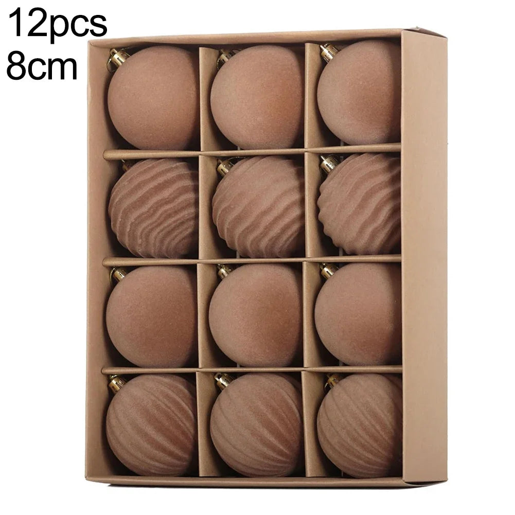 12-Pack DIY Christmas Ball Set Designed For Christmas Tree Decoration 6cm/8cm Christmas Ornaments For Xmas Trees Home Decor Oasis Select 8cm coffee China Mainland