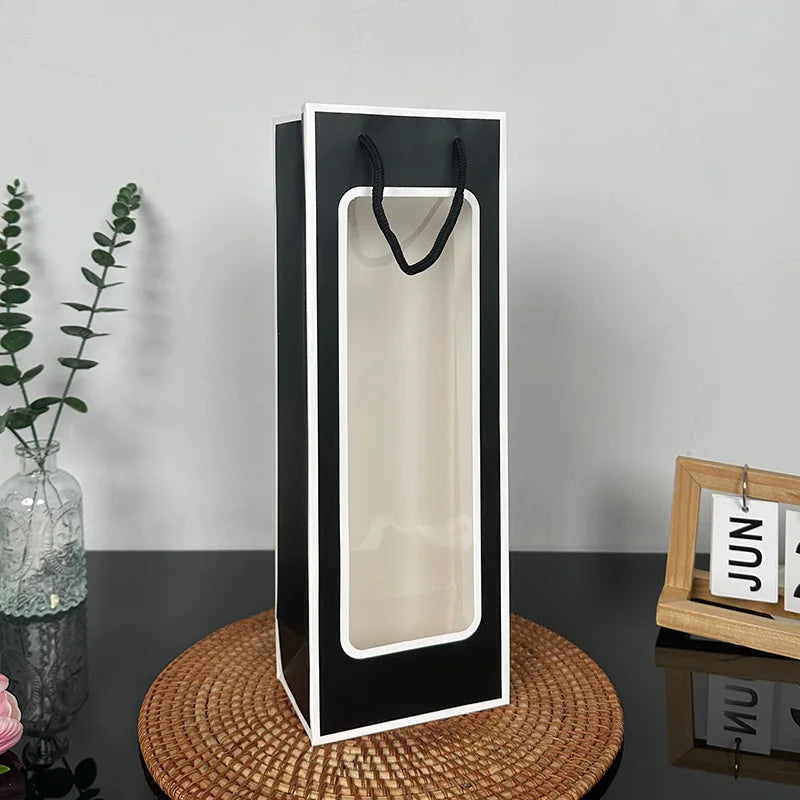 Flower Gift Bag Transparent Window | Kraft Bouquet Tote