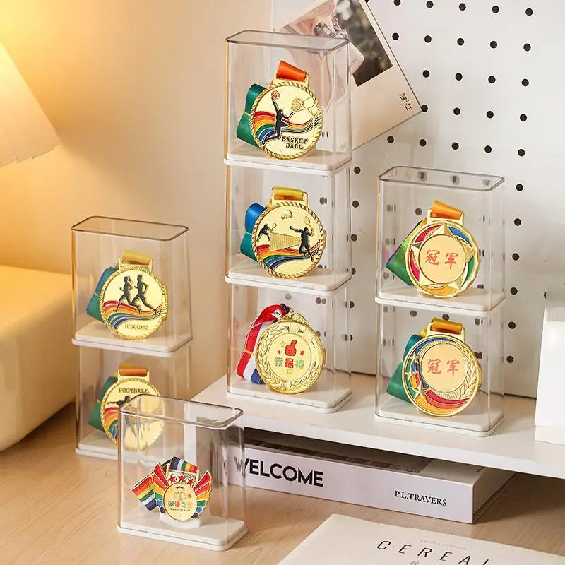 1/2pcs Medal Display Case Dustproof Storage Box for Badge Honor Trophy Showcase Stand for Home Office Gift Collection Oasis Select
