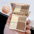 4-Colors Highlight & Contour Palette with Mirror Matte Highlighter Contour Natural Glow Contour Powder Face Makeup for Beginners Oasis Select 02