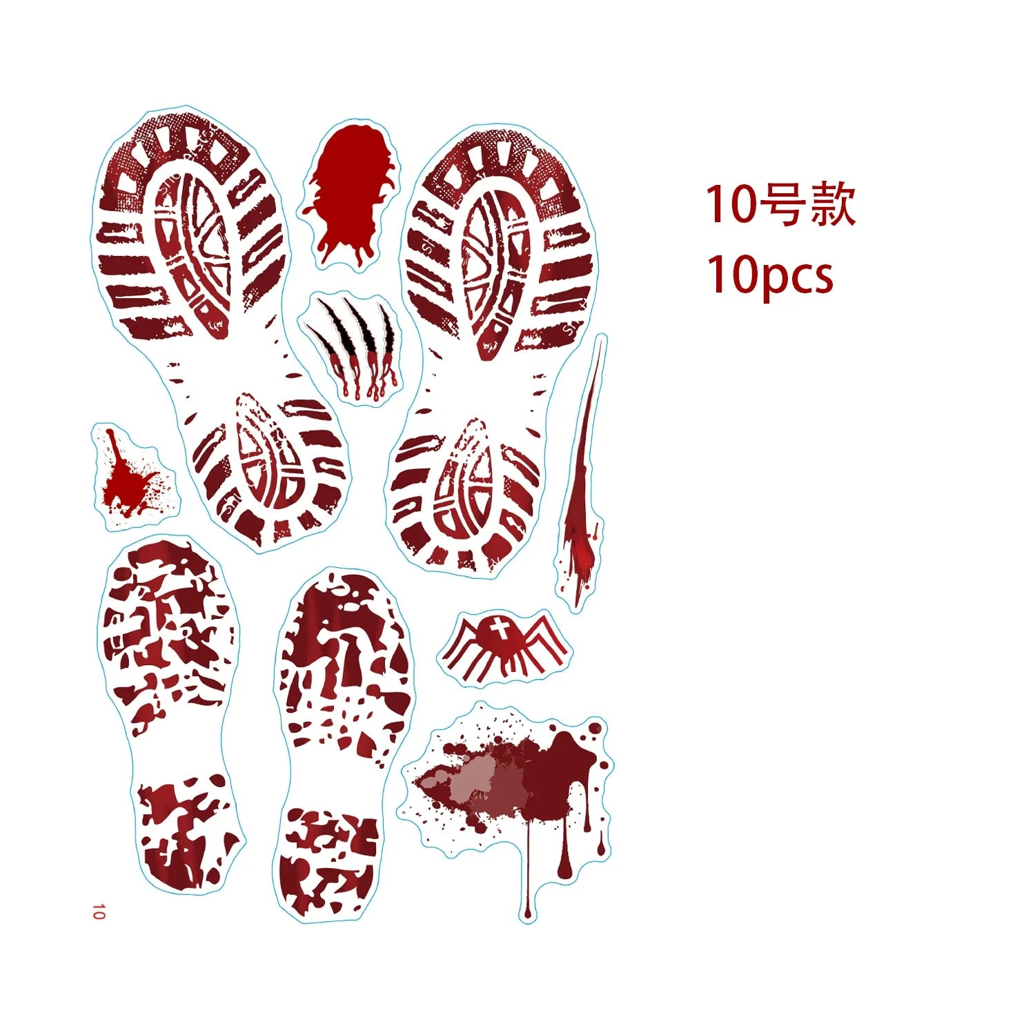 New Halloween Decoration Horror Bloodstain Wall Sticker Handprint Blood Skull Window Sticker Halloween Party Sticke Decor Oasis Select 10