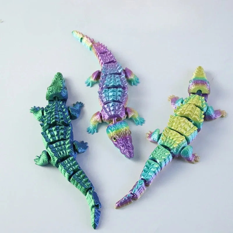 3D Printed Movable Crocodile Model Articulated Rotatable Decoration Funny Office Home Desktop Decor Craft Gift for Adults Oasis Select