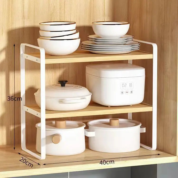 Countertop Kitchen Storage Rack – Layered Cabinet Organizer
