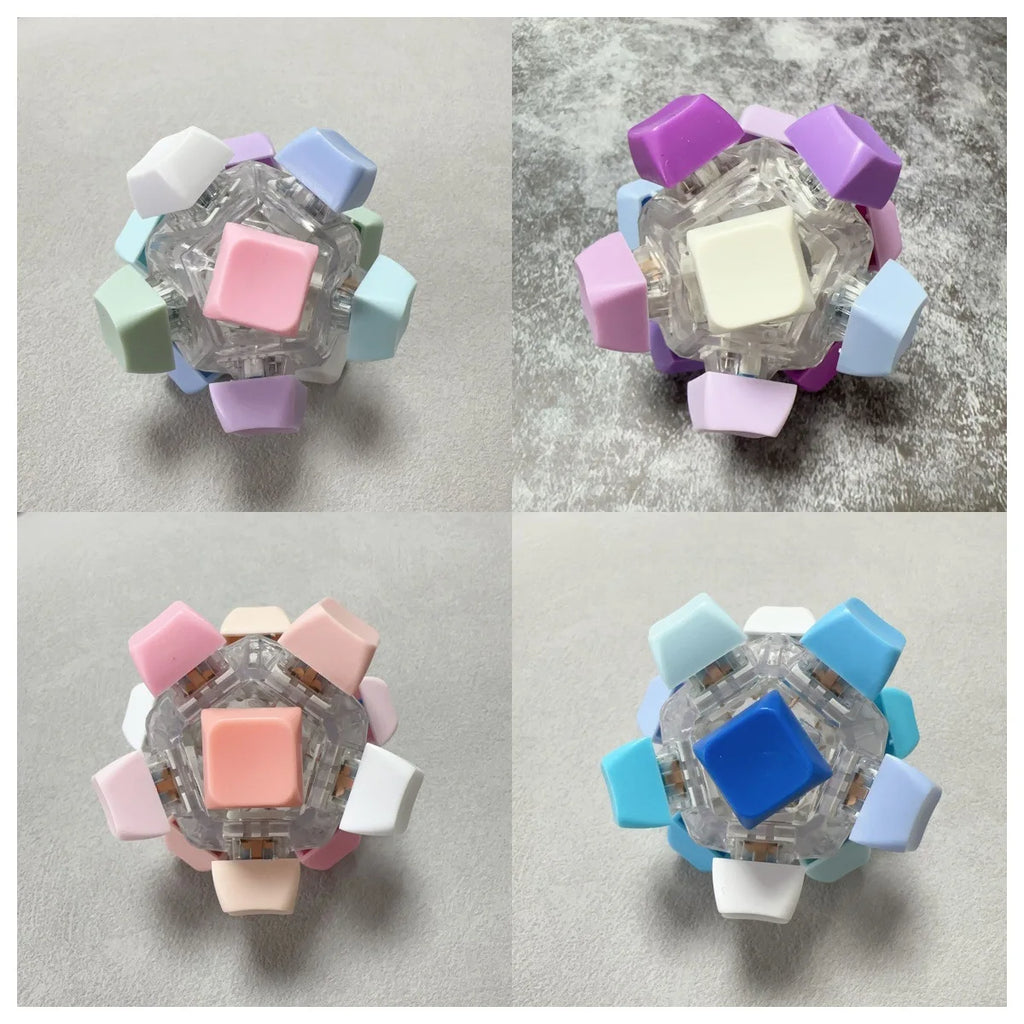 Stress Reliever 12 Key Flashing Light Mechanical Keyboard Ball Fingertip Pressing Repair Decompression Gift Toy for Adults Kids Oasis Select
