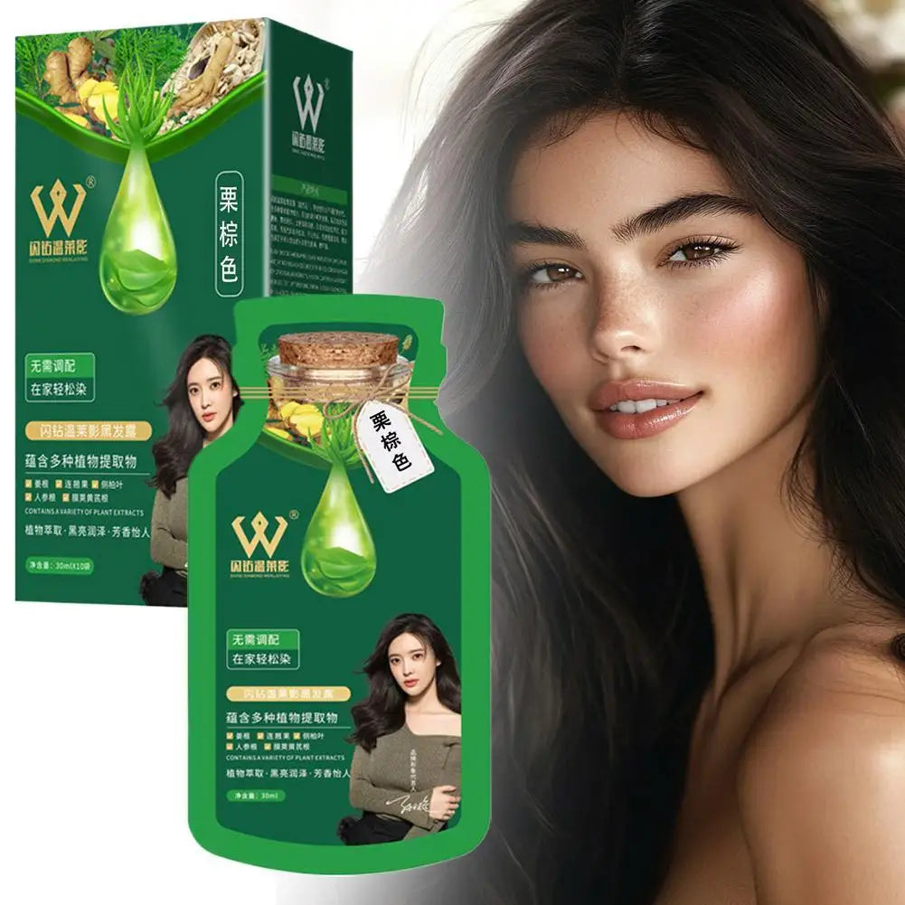 30ml X10PCS Natural Plant Hair Dye, New Botanical Bubble Hair Dye Shampoo for Grey Hair Coverage Coloring Conditioner Shampoo Oasis Select