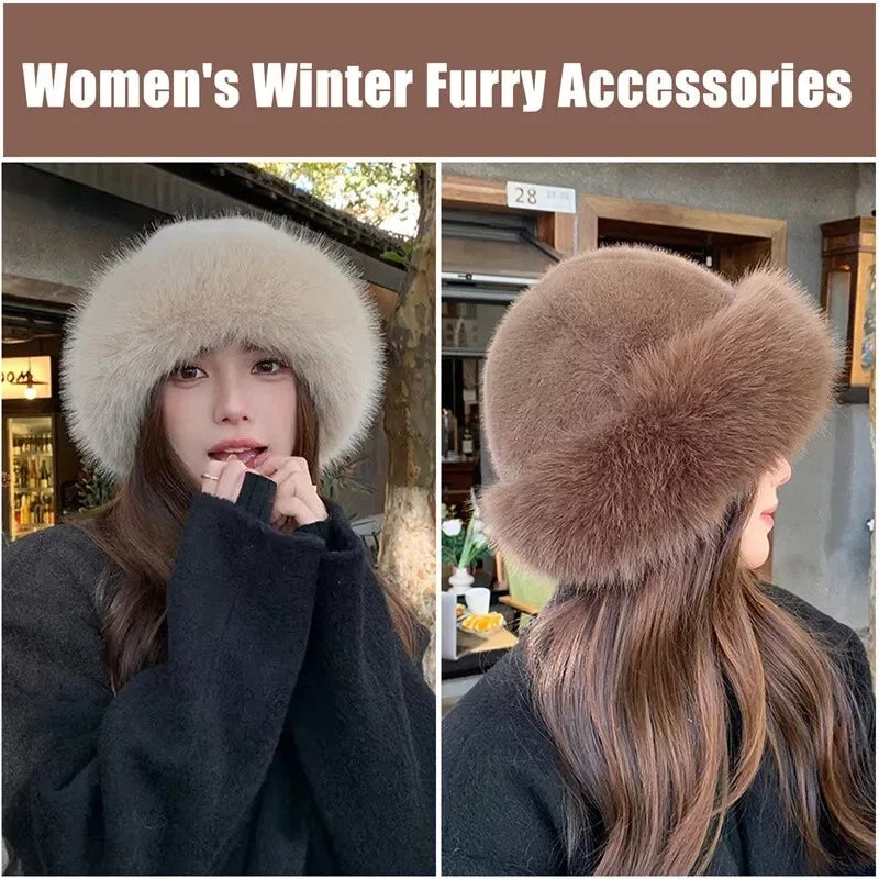 Warm Hat Casual Plush Fluffy Plush Cap Versatile Solid Hat for Holiday Season Thick, Fluffy & Warm with Ear Protection Hat Oasis Select