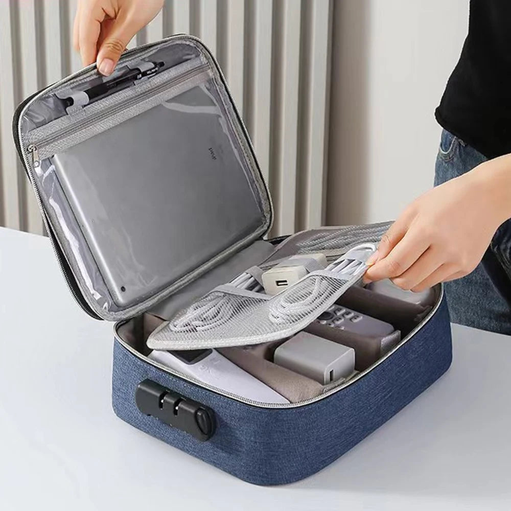 Oxford Travel Storage Bag with Password Lock | 3-Layer Organizer