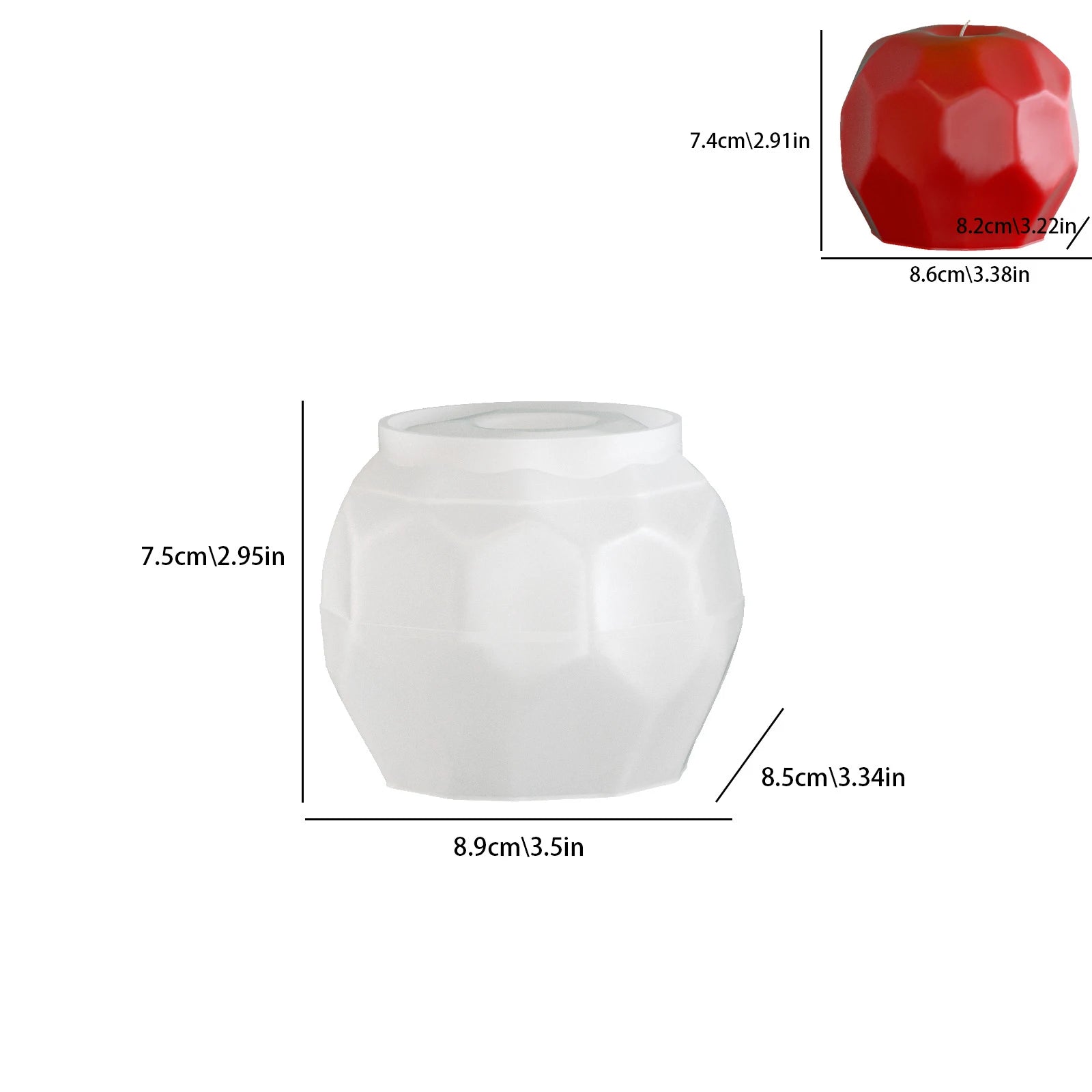 DIY Diamond-Cut Pear & Apple Scented Candle Silicone Mold Aromatherapy Plaster Fruit Resin Casting Mold Oasis Select B