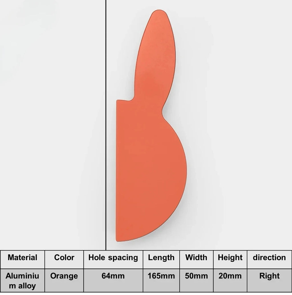 Love Rabbit Cartoon Children's Room Handle Color Matching Cabinet Door Handle Kitchen Cabinet Shoe Cabinet Wardrobe Door Handle Oasis Select Orange Right 165mm