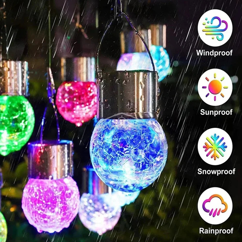 Solar LED Glass Garden Hanging Light | IP65 Waterproof Outdoor
