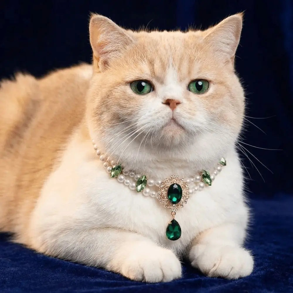 Double Layer Faux Pearl Pet Collar Necklace | Adjustable Luxury