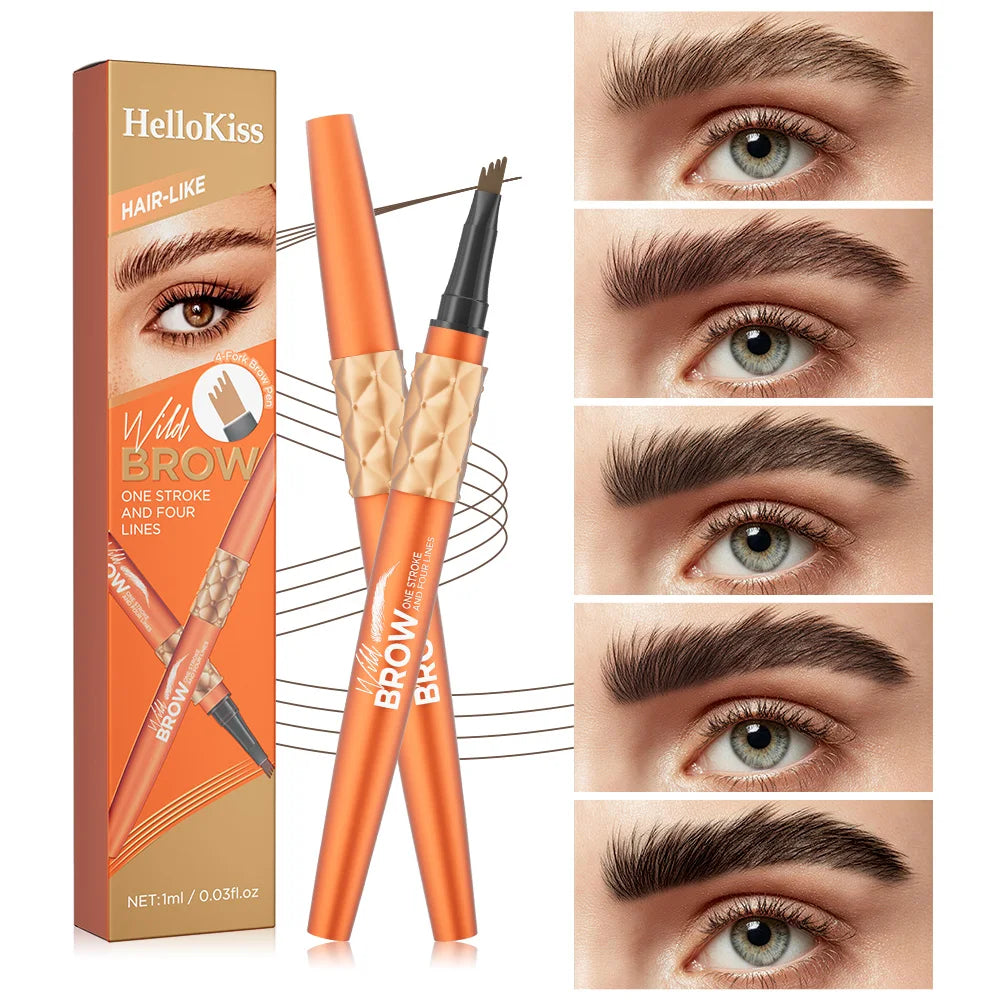 Hello Kiss 4-Fork Tip Microblading Eyebrow Pen – Waterproof